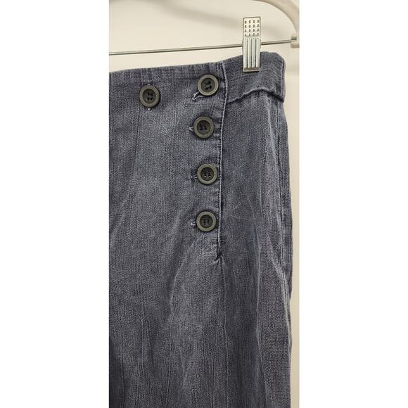 Free‎ People Cotton Sailor Style Wide Leg Pants Size 2 Dark Grey Black - Picture 7 of 9